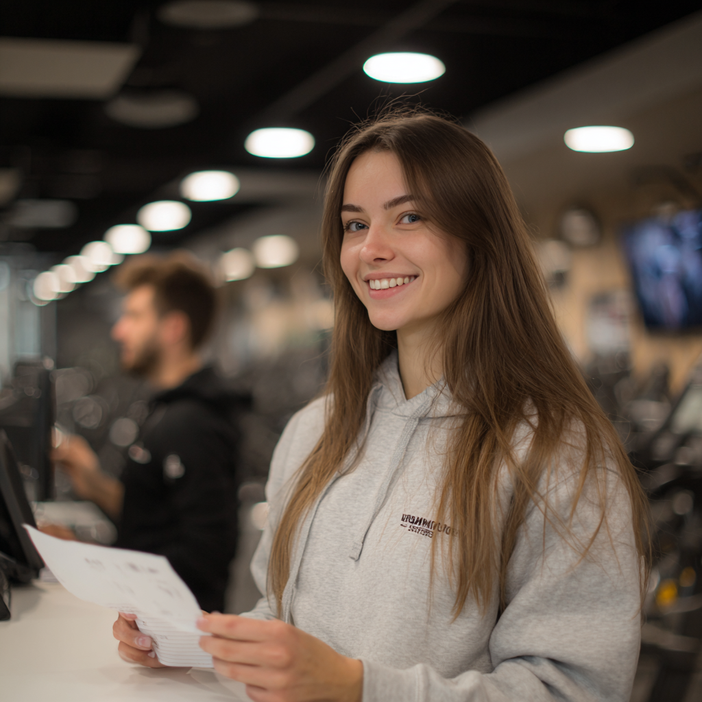 Усмихнати хора в фитнес зала